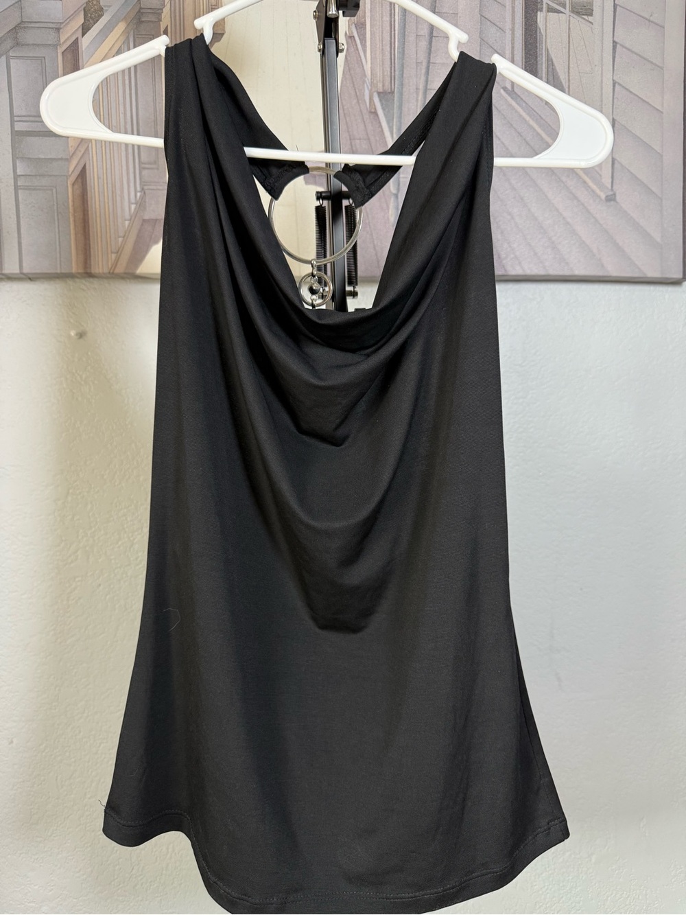 Lipstick Boutique Black Draped Halter Cowl Tank